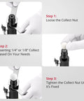 Heavy Duty 25000Rpm Straight Air Die Grinder Featuring Rear Exhaust Design for adjusting collect nut during setup steps.