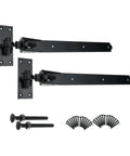 Beefy Black Heavy Duty Adjustable Hook And Band Hinges For Field And Garden Gates Supplied In Pairs With All Fixings