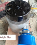 Close-up of 3KW Micro Hydroelectric Generator With 220V Output For Rivers And Creeks, showing aluminum turbine and blue component.