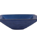 Dark Blue Frosted Glass Vessel Sink Square Above Counter Style For A Slick Modern Bath Upgrade 18.25 Inch Long By 5.75 Inch Tall