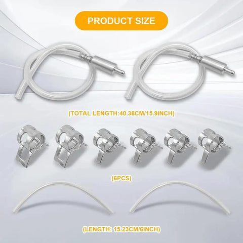 Two Pack Brake Bleeder Hose Straight Up Game Changer Design With One Way Check Valve, 40.38cm length, rubber and aluminum.