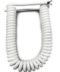 Heavy Duty Coiled Power Cord 15 AWG Pure Copper Spiral Spring Extension Cable in white, flexible spiral design for easy use.