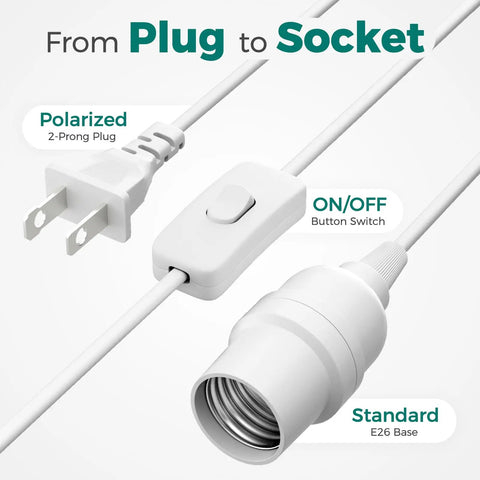 Trusted Plug And Play Pendant Cord For Hanging Paper Lanterns And Instant Room Glow Ups Featuring A Clean White Sleeve And Simple Toggle Switch for on/off.