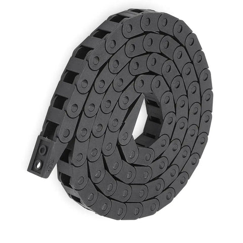 7x7mm Internal Size Black Plastic Drag Chain Cable Carrier 1M Length For CNC Machines, Rugged Nylon Build With R15 Bend Radius, coiled view
