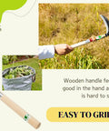 Japanese Weeding Sickle Thin Blade High Grade Blue Steel No 2 Lightweight Garden Tool shown cutting grass