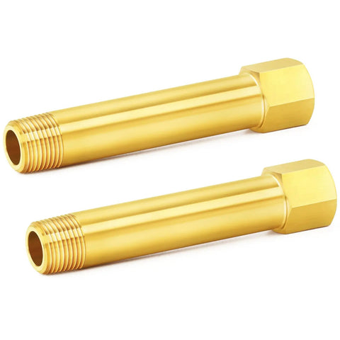 Brass Pipe Fitting Long Nipple One Eighth NPT Male to One Eighth NPT Female Four Inch Length Two Pack Plumbing Connector