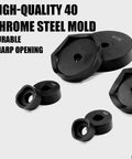 High-quality 40 chrome steel mold pieces with sharp opening, part of the 9 Ton Hydraulic Knockout Punch Kit For Conduit One Half Inch To Four Inch.