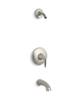Alteo Rite-Temp Bath and Shower Valve Trim With Lever Handle And Spout For Anti-Scald Temperature Control, ADA Faceplate, in nickel