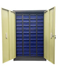 Beefy Built Tough Heavy Duty Steel Garage Storage Cabinet With 48 Drawers For Hardware Organizer, open double doors view