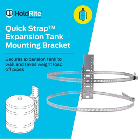 Universal Expansion Tank Water Heater Wall Mount Bracket in stainless steel, includes straps and screws, shown assembled.