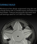 Close-up of die-cast fan blades for 8 Inch Inline Booster Duct Fan With Speed Controller Low Noise HVAC Blower For Basements Bathrooms Kitchens And Workshops Beef Up Airflow And Ventilation 428 CFM At 43 dBA.