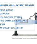 High Power Electric Tapping Machine For Metalworking Stepless Speed Control Universal Tapping Arm With M30 Range Collets main parts diagram showing servo motor, control system, and collet.