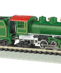 Prairie 2 6 2 Locomotive and Tender N Scale Green Train Set for Model Railroading on track with die cast chassis