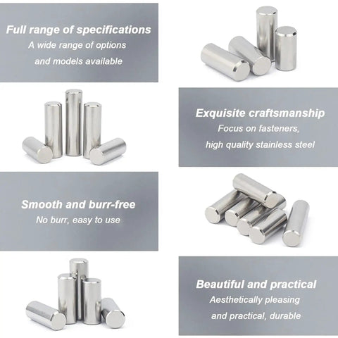 Stainless Steel Dowel Marker Pins Set 200 Pieces M3 304 Locating Assortment Kit displayed in varying heights and angles.
