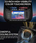 TX15 Max 3.5 Inch IPS Touchscreen Radio Controller highlighting the high-visibility screen and cooling system features.