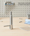 Industrial Grade Stainless Steel Indexing Plunger Pin With Ergonomic L Handle And Spring Loaded Snap Lock on workbench