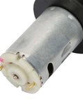 Close-up of metal part from Hand Crank DC Miniature Generator Emergency Power Supply Portable Dynamotor, metal casing visible.