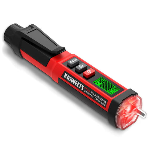 Red Non Contact Voltage Tester Pen With LCD Display Dual Range 12V And 70V-1000V CAT IV 1000V Safety Rating Electricians Tool