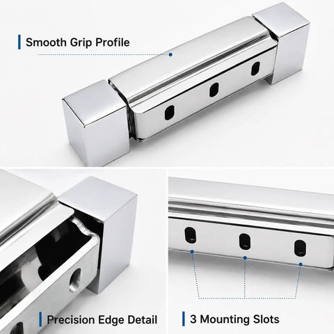 Beefy Industrial Zinc Alloy Freezer Door Hinge Rock Solid Concealed Cover For Walk In Coolers Built Damn Tough For Kitchen Gear And Commercial Fridges showing smooth grip profile and 3 mounting slots.