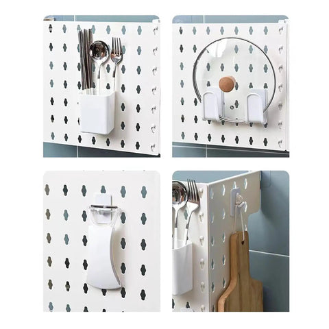 Slick Wall Mounted Pegboard Organizer With Hassle Free Punch Free Design And Legit Abs Durability For Garage Shop And Home Gas Water Heater Pipe Cover That Slaps Away Clutter And Upgrades Your Storage Game, showing various tool storage features.