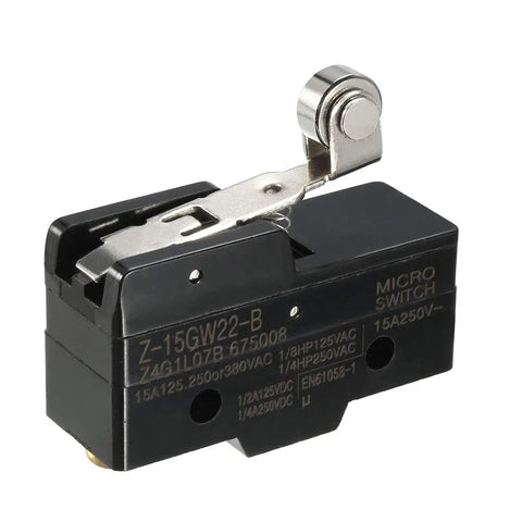 Two Pack Hinge Roller Lever Micro Action Switches With 1NO And 1NC, 15A Rating At 125 250 Or 380V AC DC, IP40 Protection