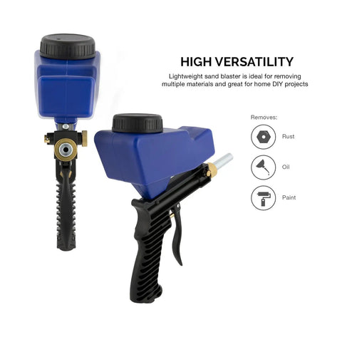Air Sand Blaster Gun With Gravity Feed For Quick Paint And Rust Removal, handy handheld tool with replaceable steel nozzle