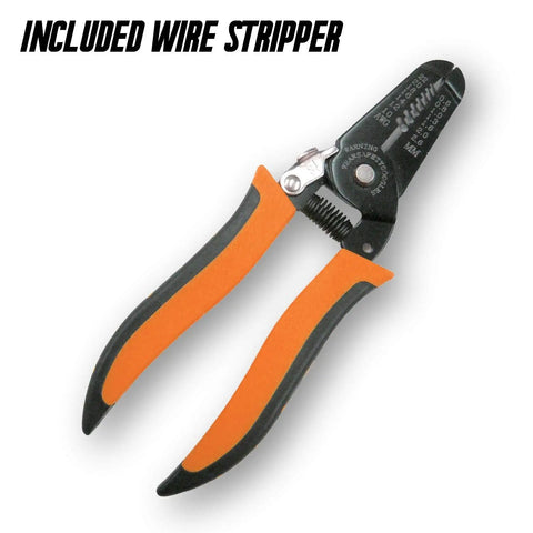Interchangeable Ratcheting Terminal Crimper Set With 7 Die Sets Quick Change For Automotive Electrical Terminals, Carbon Steel Frame With Ergonomic Cushioned Grips, Right Or Left Hand Use, Sturdy Case Included - Wire Stripper Tool Image