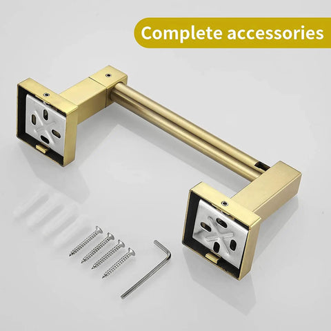 Gold Toilet Paper Holder With Double Post Pivoting Design Brushed Brass Look Wall Mount Tissue Hanger accessories and screws