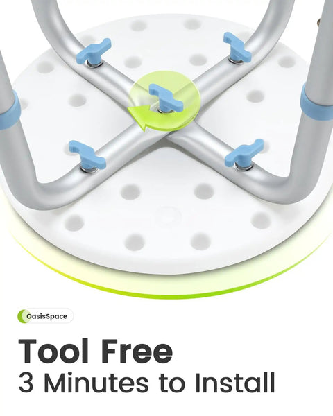 Tool-free assembly for Shower Chair For Inside Tub With Adjustable Height Non Slip Bath Stool Bench With Anti Slip Rubber Tips