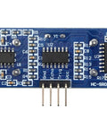 Five Pack HC-SR04 Ultrasonic Sensor Module for Precise Distance Sensing, electronic components on a blue circuit board