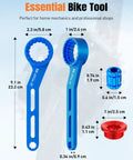 6 In 1 Bike Bottom Bracket Tool For 39 41 44 46 49 Mm External Cups With 12 And 16 Notches Includes Crank Removal Tool And Crank Cap Works With Shimano SRAM FSA And Other Major Brands Durable Aluminum Alloy Build with measurements