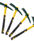 Four Pack 15 Inch Mattock Hoe With Steel Forged Pickaxe And Fiberglass Handle Built For Weeding Prospecting Camping And Hand Digging
