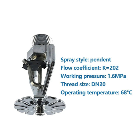 Rock Solid Heavy Duty Early Suppression Rapid Response Fire Sprinkler Nozzle, DN20, pendant style, chrome finish, 68°C operating temp.