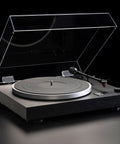 Dual CS429 Fully Automatic Belt Drive Turntable In Sleek Black With Ortofon 2M Red Cartridge, 45-degree angled view.