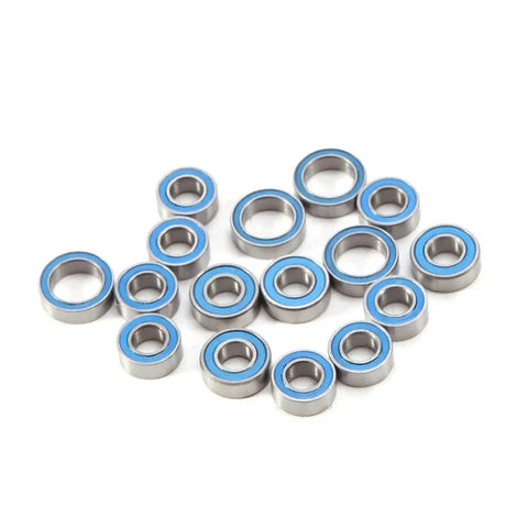 Beefed Up RC Car Model Bearings Kit With Dual Rubber Seals arranged in a group, showcasing different bearing sizes.