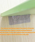 Heavy Duty Peel And Stick Shelf Brackets Large Size Wall Mount Support Pegs 12 Pack No Drill Adhesive Hooks attached to green shelf.