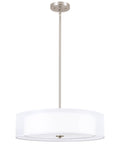 Cool Lindos 20 Inch Modern Double Drum Pendant Light Three Light Chandelier With Sheer Outer Shade Over White Inner Fabric Shade
