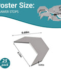 Heavy Duty Metal Drawer Stops Prevent Sliding Out 25 Piece Set Anti Fall Guards, 0.75x0.68 inch size, silver metal design.