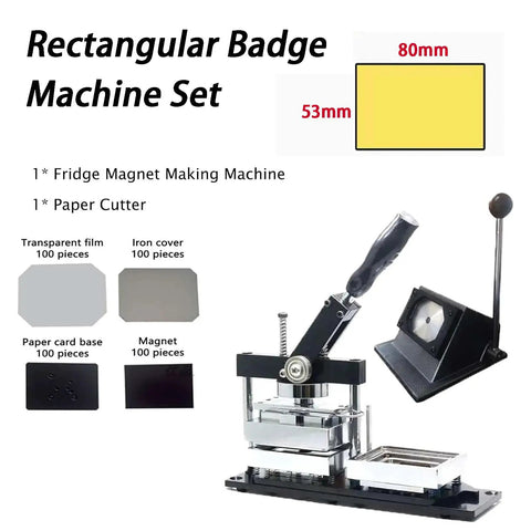 Dope DIY Fridge Magnet Maker Kit with photo machine, paper cutter, and supplies including transparent film and magnet pieces.