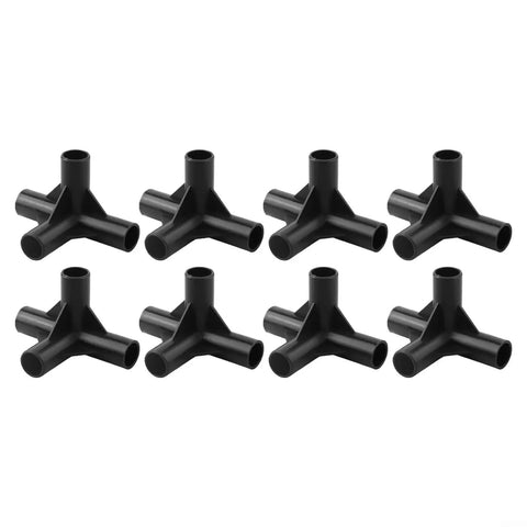 Four Way Black PE Pipe Fittings For Greenhouse Frames And Plant Supports, Dope DIY Garden Structure Connectors In 8mm, 12mm, 16mm And 19mm Sizes, Outdoor Tent Joint Kit