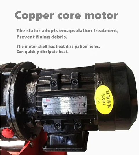 Built Different Heavy Duty Electric Pipe Tubing Cutter With Smooth Operator Hydraulic Pipeline Cutting Machine showing copper core motor with heat dissipation holes.