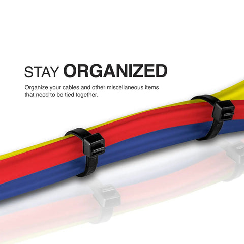 Heavy Duty UV Resistant Black Cable Ties 18 Inch 50 Pack Industrial Strength Six By Six Nylon securing colorful cables