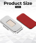 Ultra Thin Cabinet Magnets 8 Pack No Fuss Closure With Adhesive Door Catch, dimensions shown, stainless steel and red design.