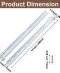Heavy Duty Full Extension Drawer Slides, 14 Inch Two Pair, White Coated Steel Runners displayed with dimensions