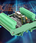 Programmable PLC Controller For Industrial Automation With 12 Input Points And 8 Transistor Outputs, Optional Analog Input 0 To 10 Volt, Plug And Play Flexible Control Board For Manufacturing And Process Systems on a circuit board background