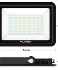 2 Pack 300W LED Flood Lights Ultra Bright 30000LM IP66 Waterproof Outdoor Security Lighting black with dimensions