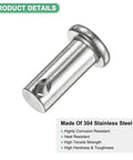 10 Pack Single Hole Clevis Pins M8 X 20mm 304 Stainless Steel Flat Head Heavy Duty Built To Last For Mechanical Linkage And Fixed Parts Ship Rigging Lifting Gear Hinges Furniture Assembly Reusable Durable Fasteners, single pin close-up