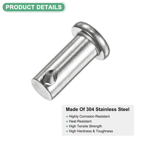 10 Pack Single Hole Clevis Pins M8 X 20mm 304 Stainless Steel Flat Head Heavy Duty Built To Last For Mechanical Linkage And Fixed Parts Ship Rigging Lifting Gear Hinges Furniture Assembly Reusable Durable Fasteners, single pin close-up
