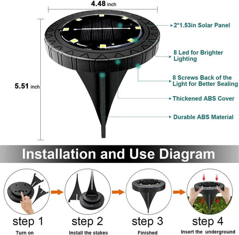 Warm White Solar Disk Lights Dope 12 Pack Outdoor LED Garden Pathway Lighting Waterproof For Landscape Patio Yard Walkway Lawn Driveway Easy Install And Low Maintenance