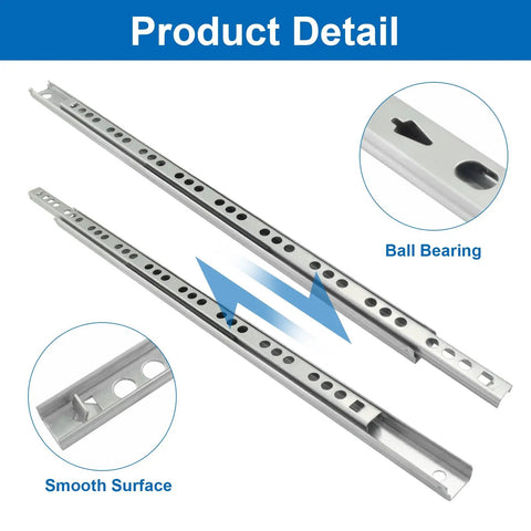 12 Inch Narrow Drawer Slides Two Way Ball Bearing Slim Metal Drawer Rails 1 Pair With Mounting Screws And Easy Install Guide